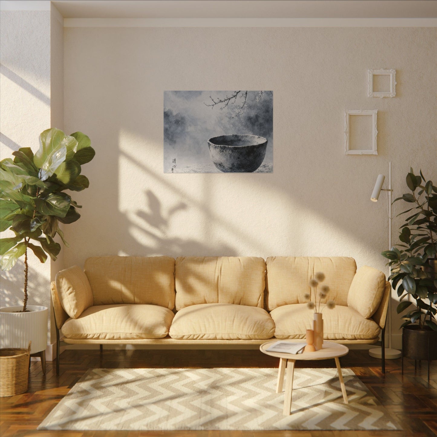 Seijaku Ceramic Bowl Canvas Art - Zen Sumi E