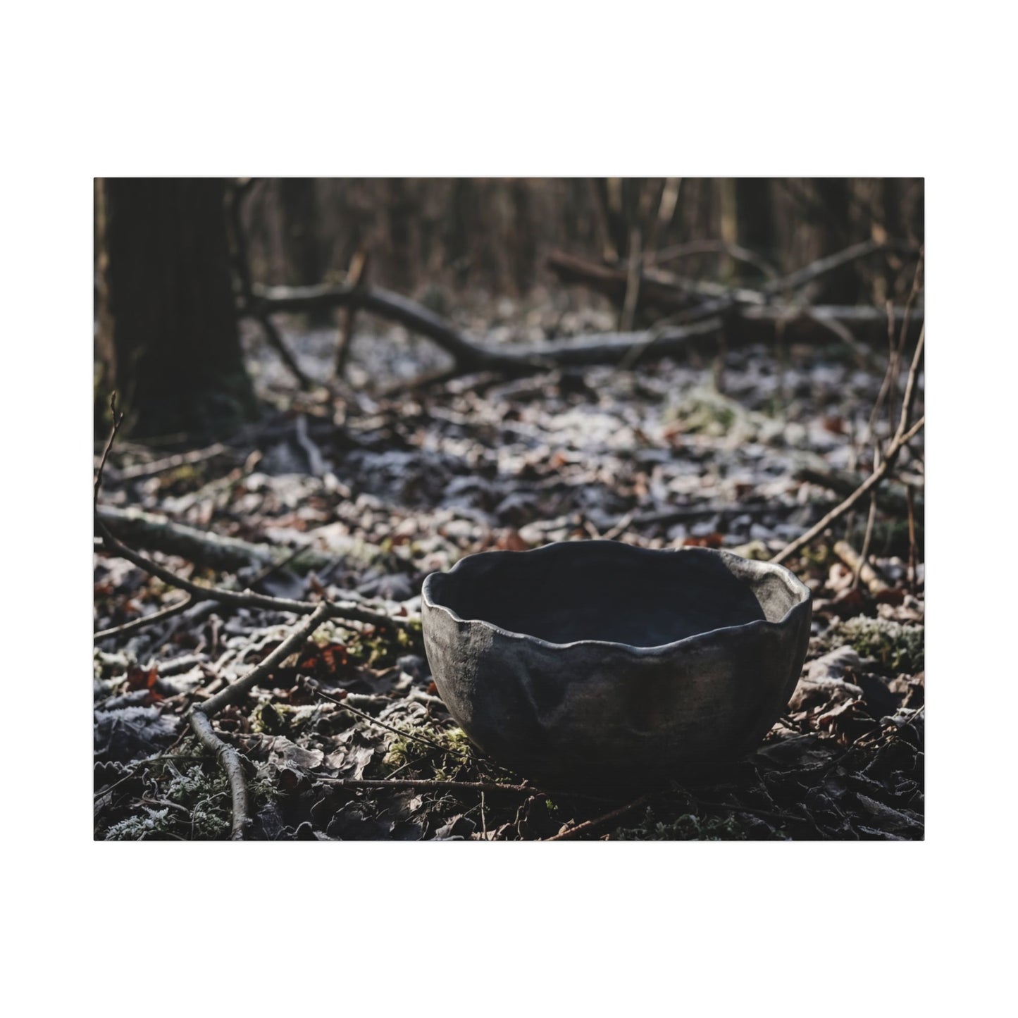 Dappled Ceramic Bowl Canvas Art - Dark Japandi Kanso