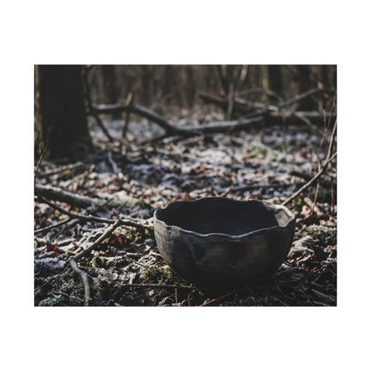 Dappled Ceramic Bowl Canvas Art - Dark Japandi Kanso
