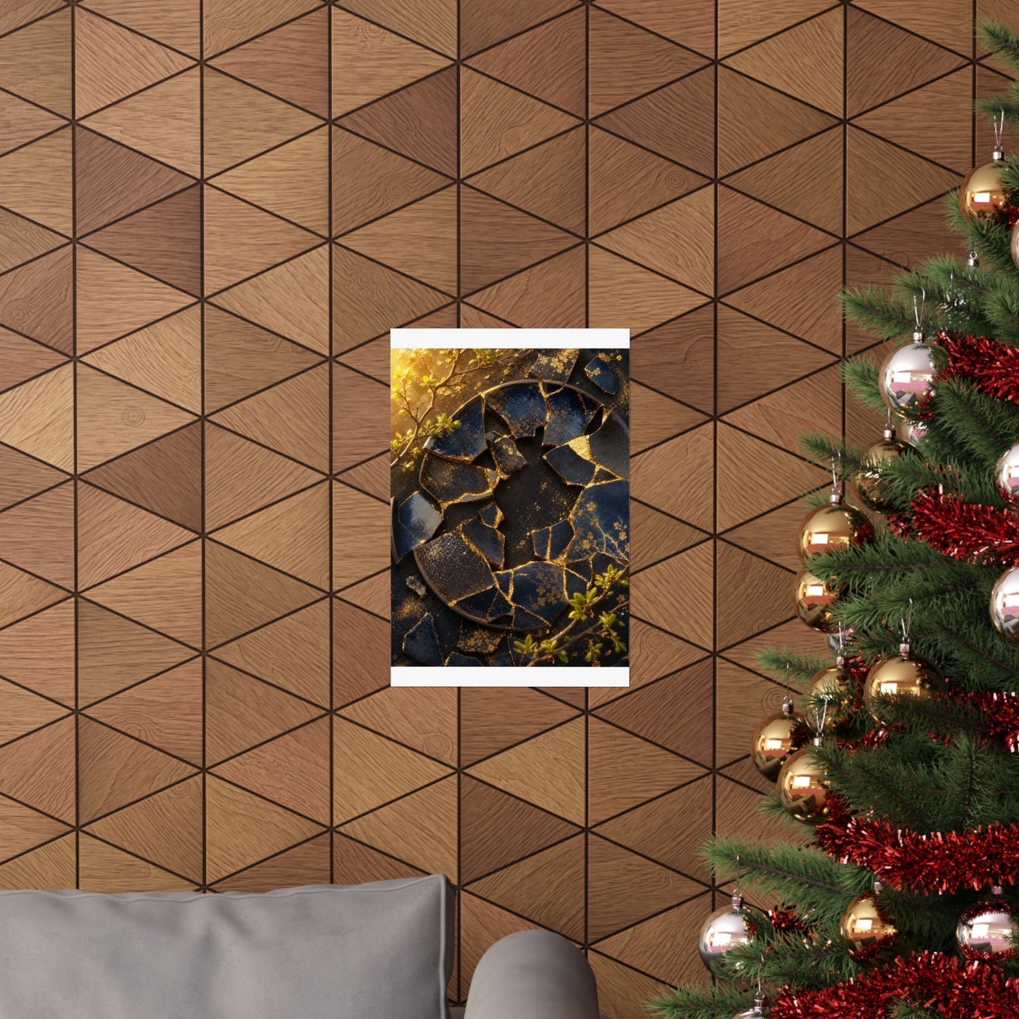 Broken Pottery Gold Repair Wall Art Print | Resilient Kintsugi Art