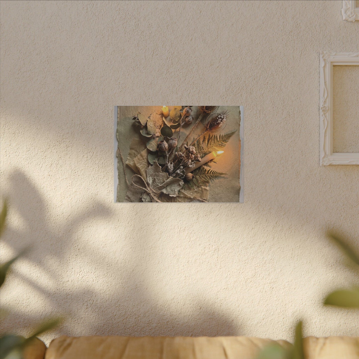 Dried Flowers Texture Canvas Art | Warm Japandi Art