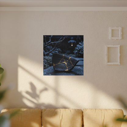 Moonlit Garden Winter Canvas Art | Kintsugi Artful Design