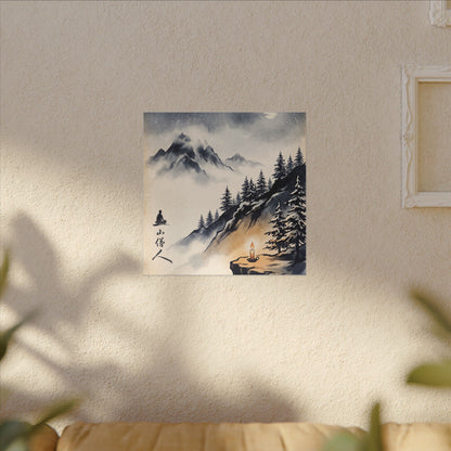 Mountain Mist Canvas Art | Winter Zen Ukiyo E Inspired Art