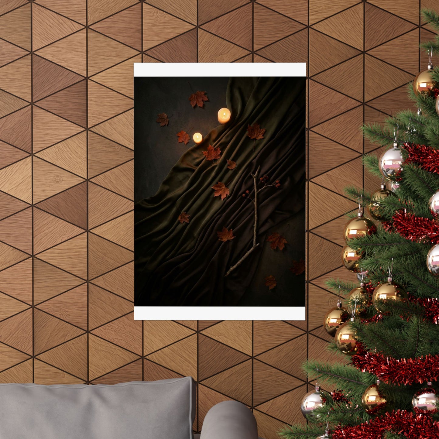 Candlelight Silk Drape Wall Art Print - Dark Japandi Datsuzoku