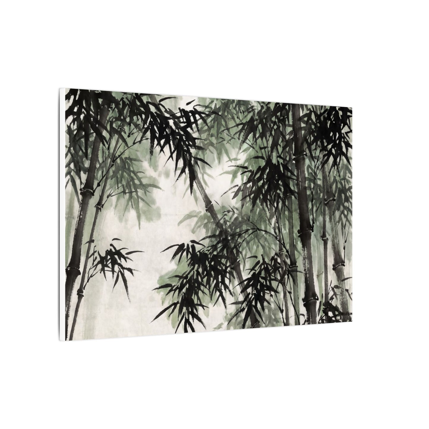 Zen Bamboo Grove in Overcast | Sumi E Canvas Art