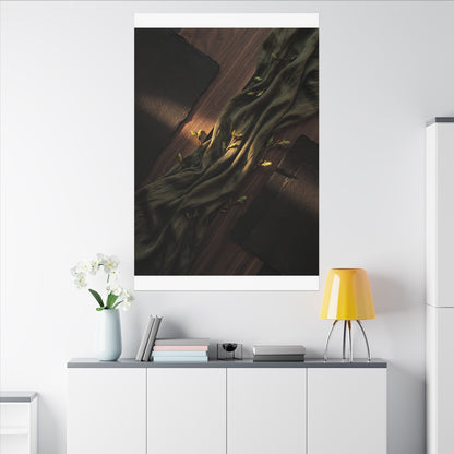 Silk Drape Canvas Art | Spring Dark Japandi Dark Texture Art