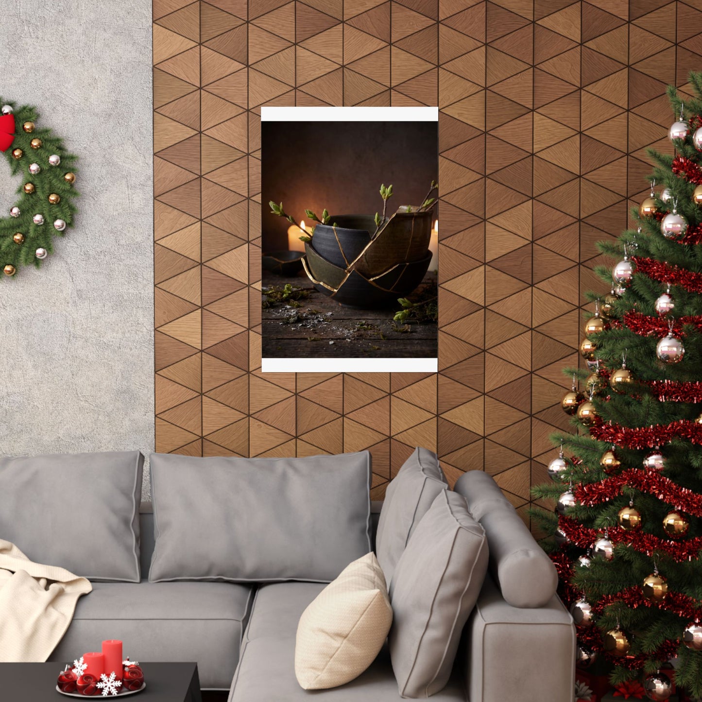 Seijaku Broken Pottery Wall Art Print - Dark Japandi Shadow Zen