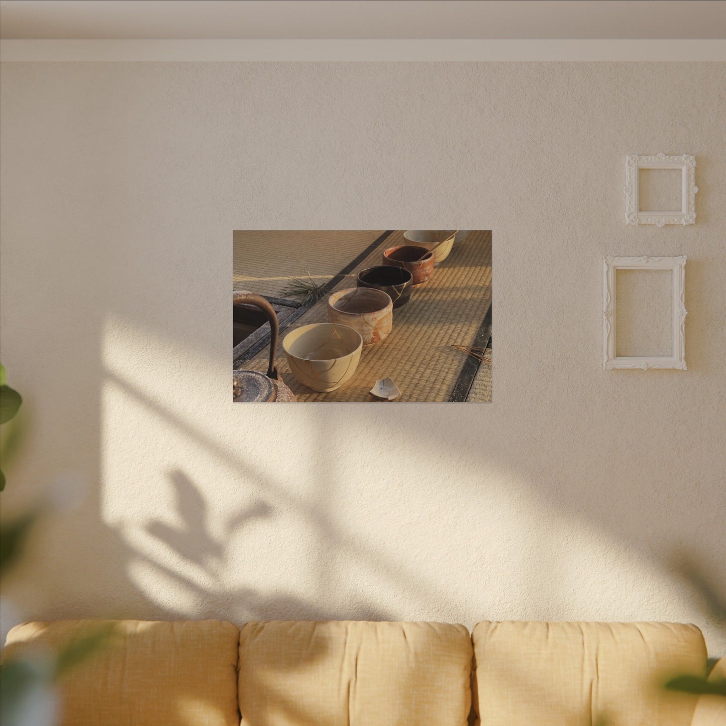Kintsugi Tea Ceremony in Golden Hour | Gold Repair Canvas Art