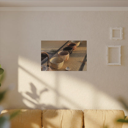 Kintsugi Tea Ceremony in Golden Hour | Gold Repair Canvas Art