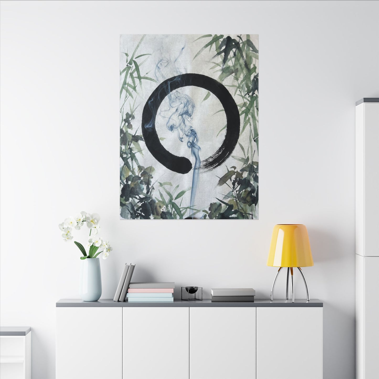 Zen Incense Smoke in Moonlight | Enso Canvas Art