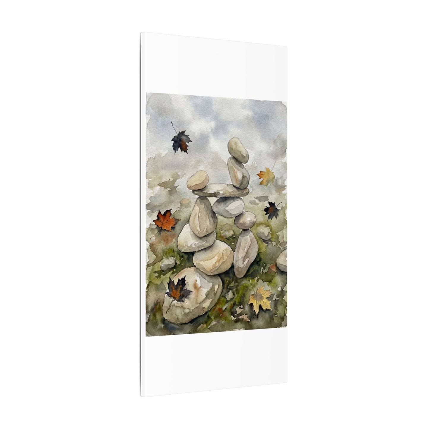 Overcast River Stones Canvas Art - Japandi Fukinsei