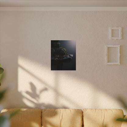 Stone Lantern Moody Minimal Canvas Art | Sophisticated Dark Japandi Art