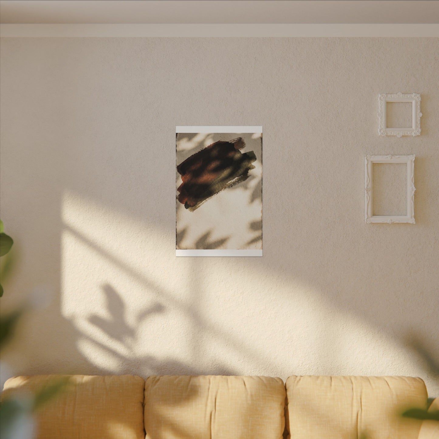 Ink Brushstroke Canvas Art | Summer Dark Japandi Moody Minimal Art