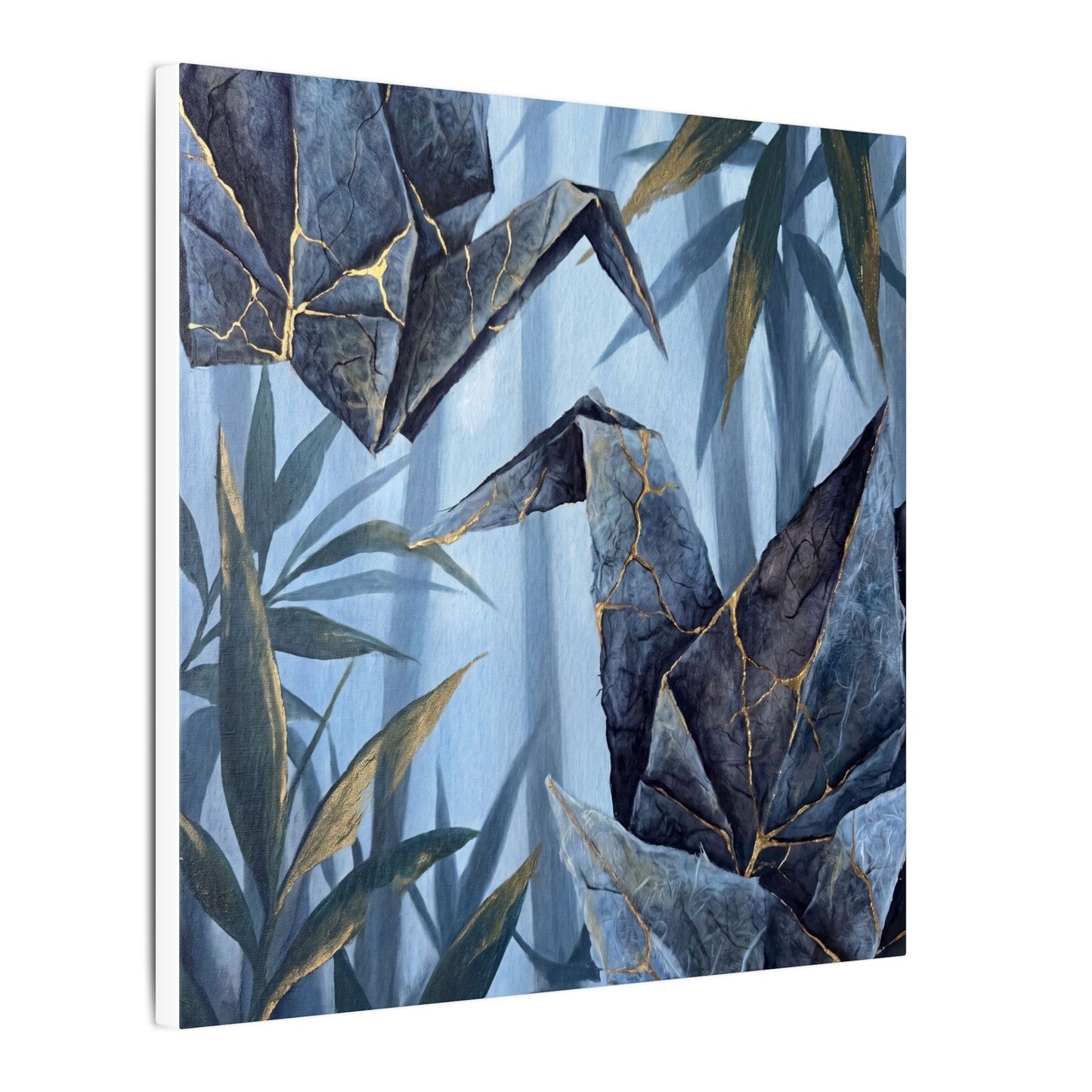 Paper Fold Canvas Art | Summer Kintsugi Crackle Gold Art