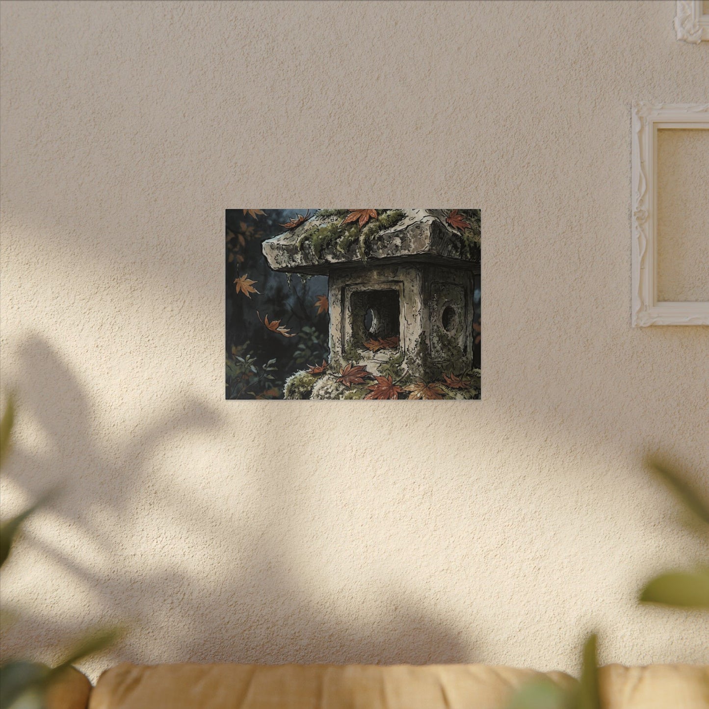 Shibui Stone Lantern Canvas Art - Japandi Minimal Line
