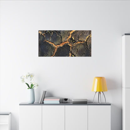 Cracked Earth Spring Canvas Art | Dark Japandi Atmospheric Design