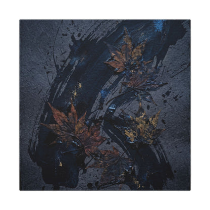 Sophisticated Ink Brushstroke Canvas Art - Dark Texture Dark Japandi