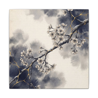 Ma Cherry Blossom Canvas Art - Kintsugi Gold Vein