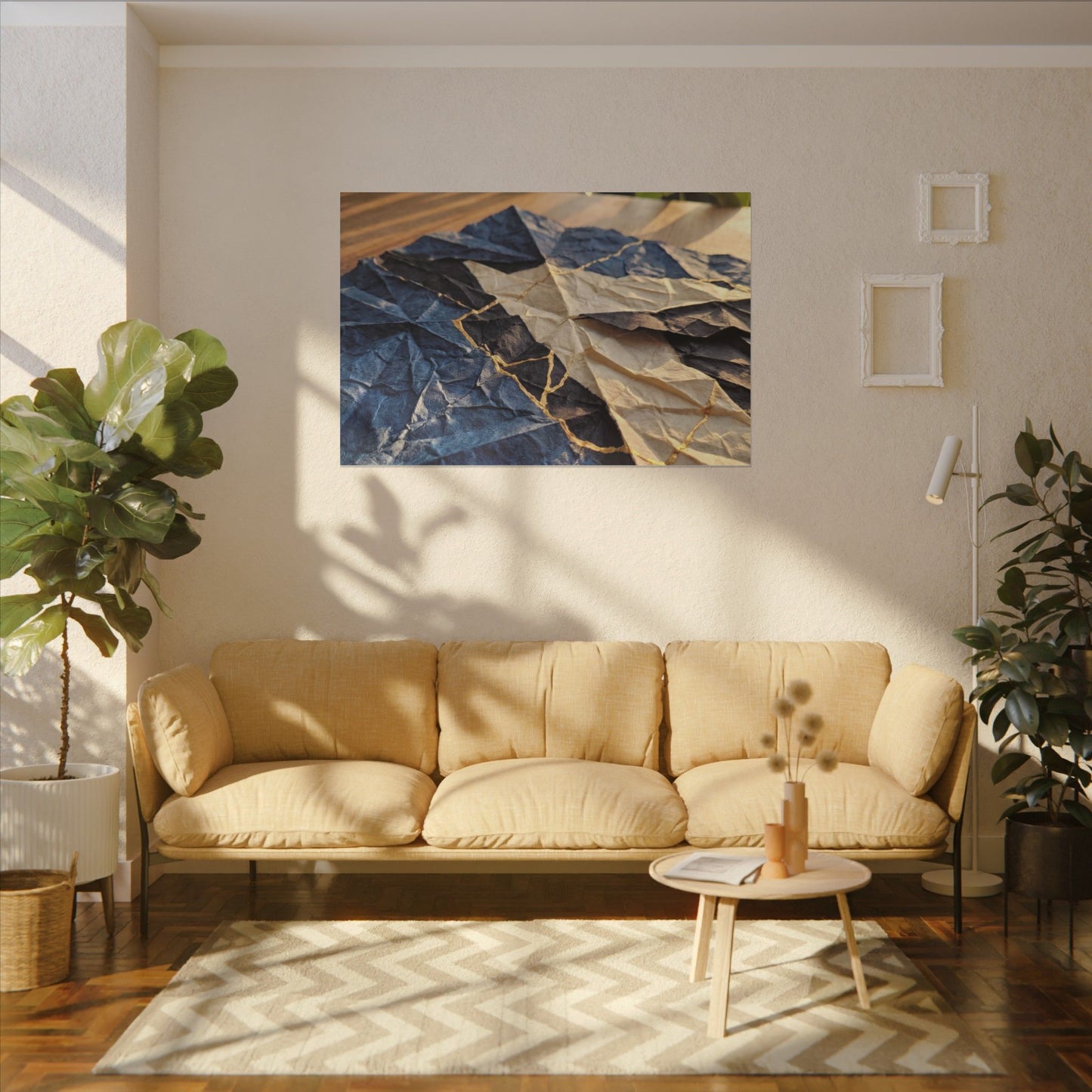 Golden Hour Paper Fold Canvas Art - Kintsugi Ma
