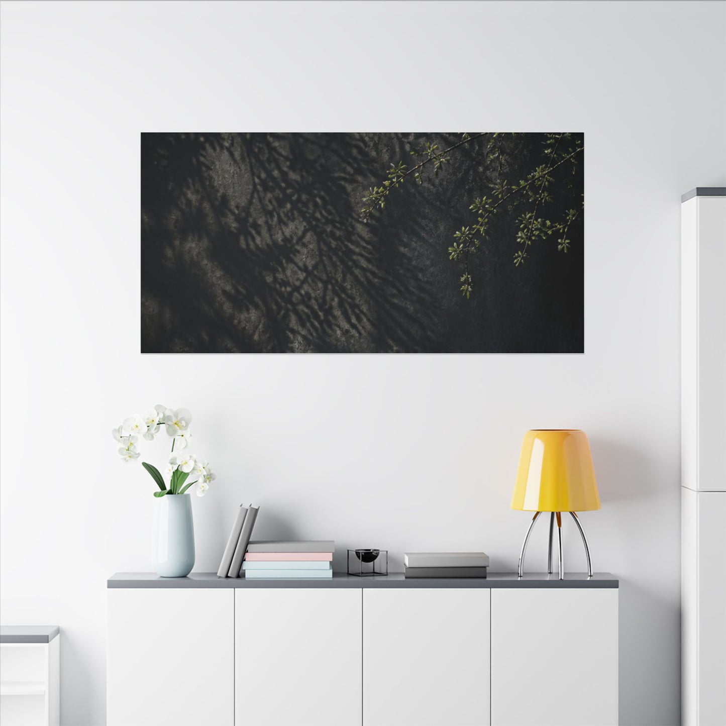 Overcast Shadow Play Canvas Art - Dark Japandi Seijaku