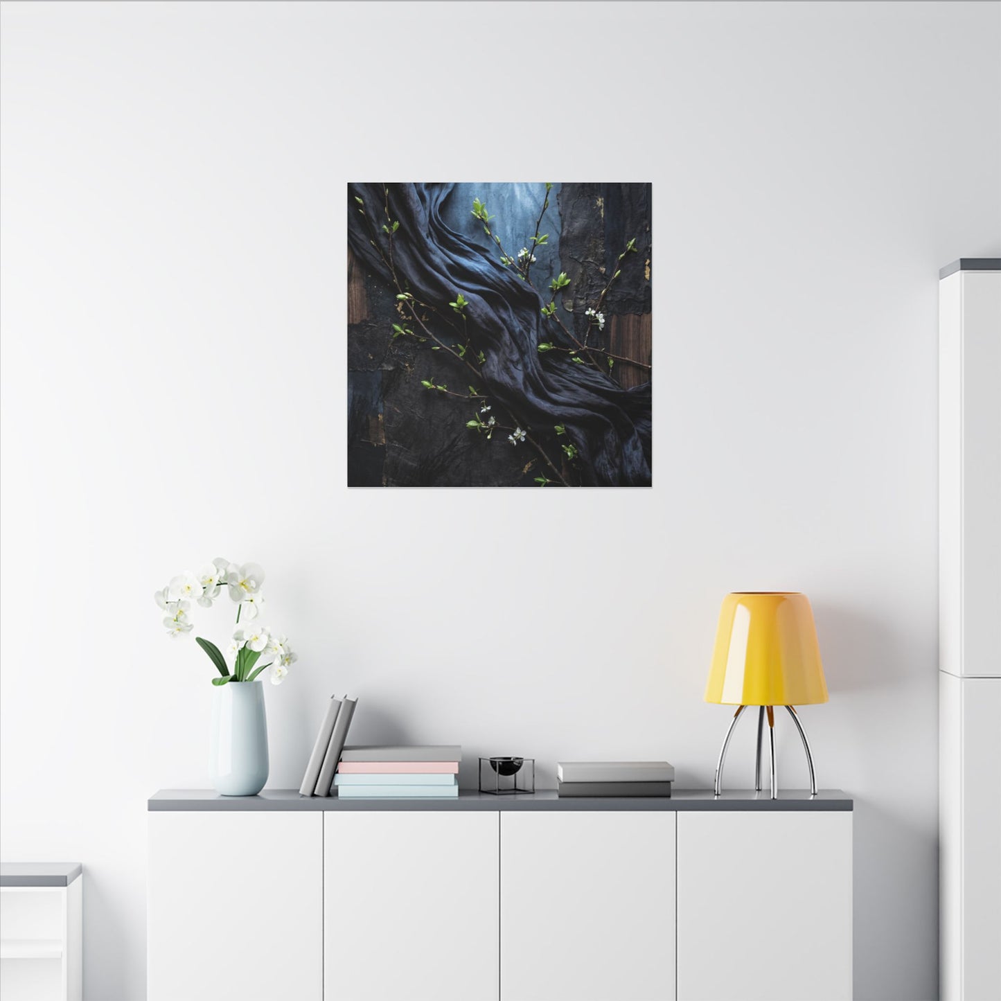 Spring Silk Drape Dark Texture Canvas Art | Atmospheric Decor