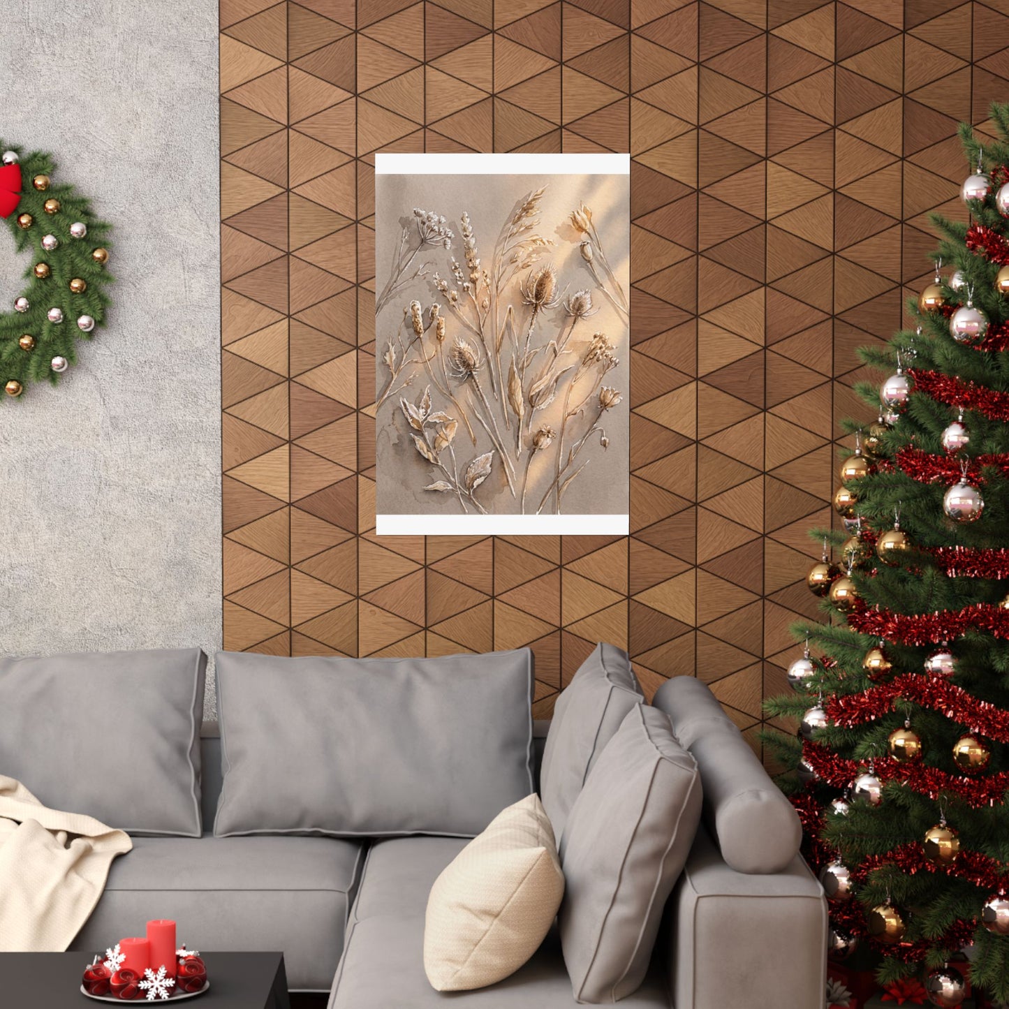 Dried Flowers Winter Wall Art Print | Japandi Earthy Design