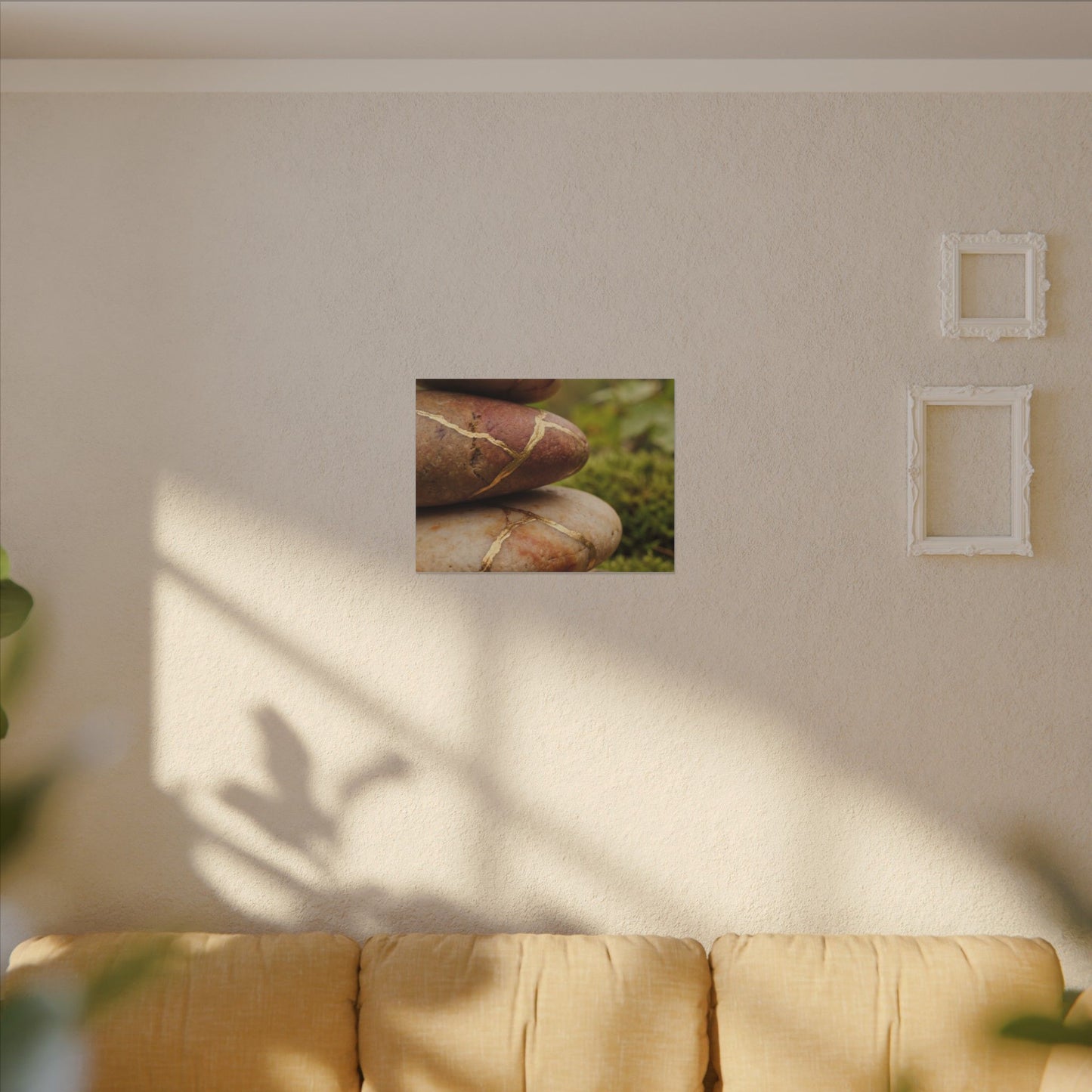 River Stones Summer Canvas Art | Kintsugi Healing Design