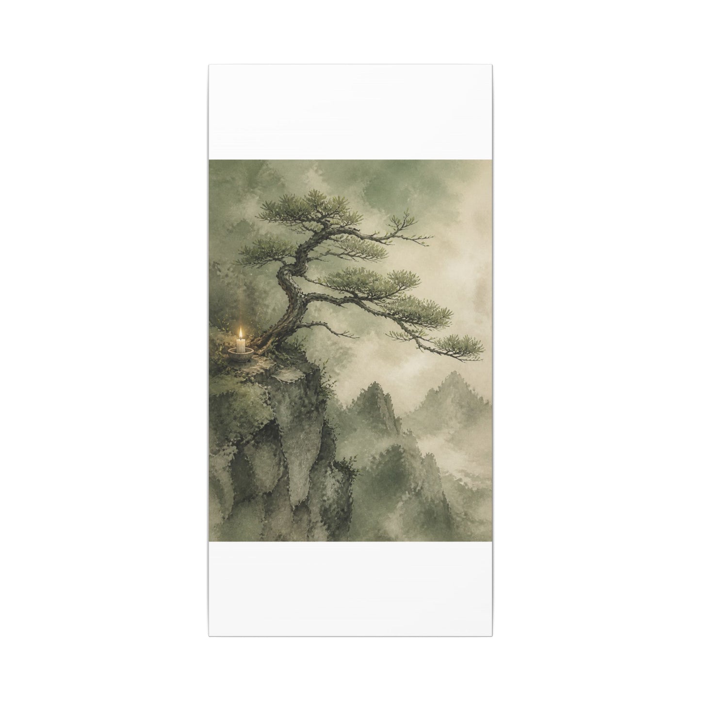 Candlelight Pine Tree Canvas Art - Japandi Kanso