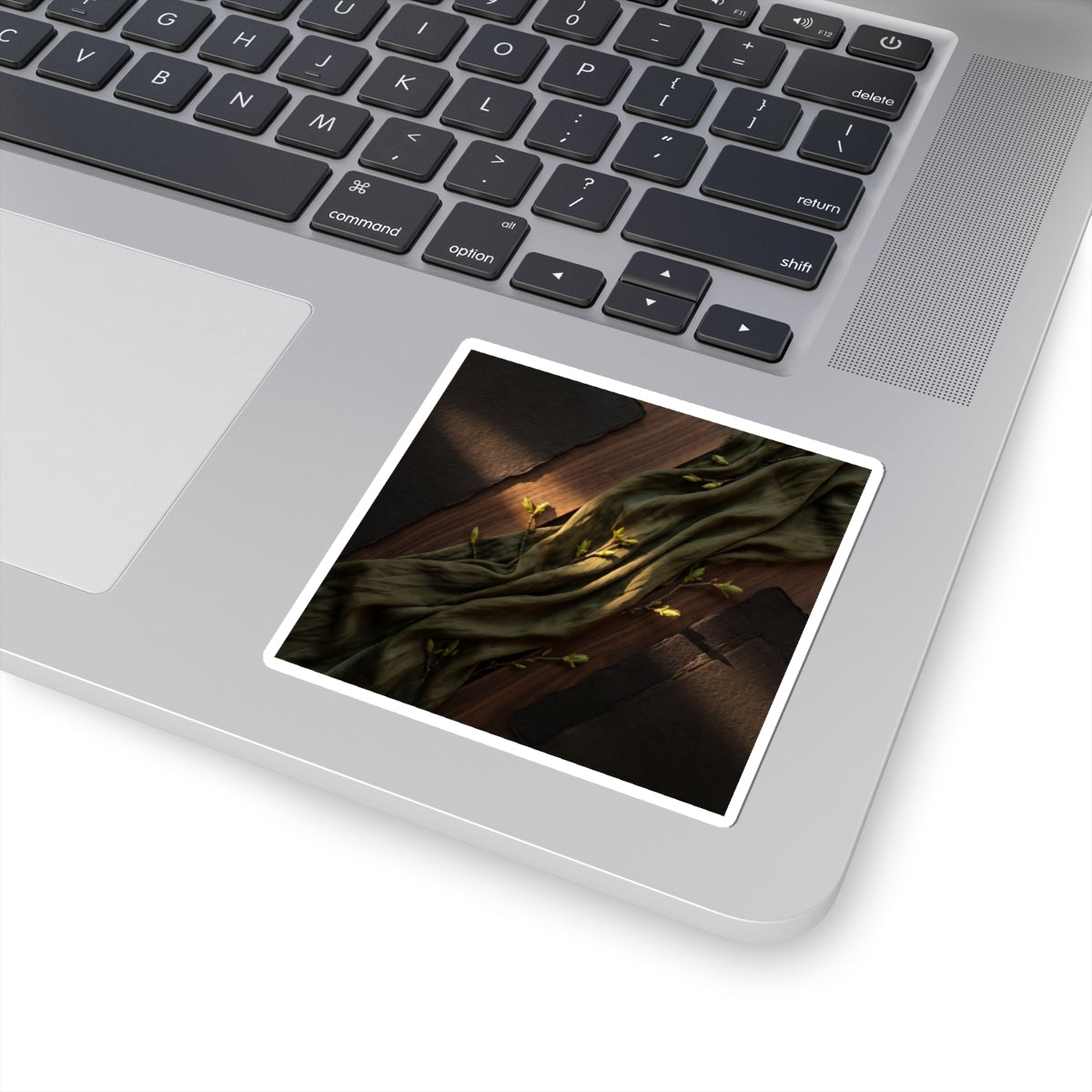 Silk Drape Dark Texture Sticker | Sophisticated Dark Japandi Art Art Print