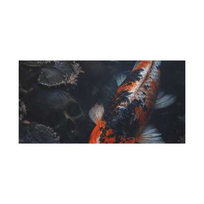 Koi Pond Canvas Art | Winter Dark Japandi Shadow Zen Art