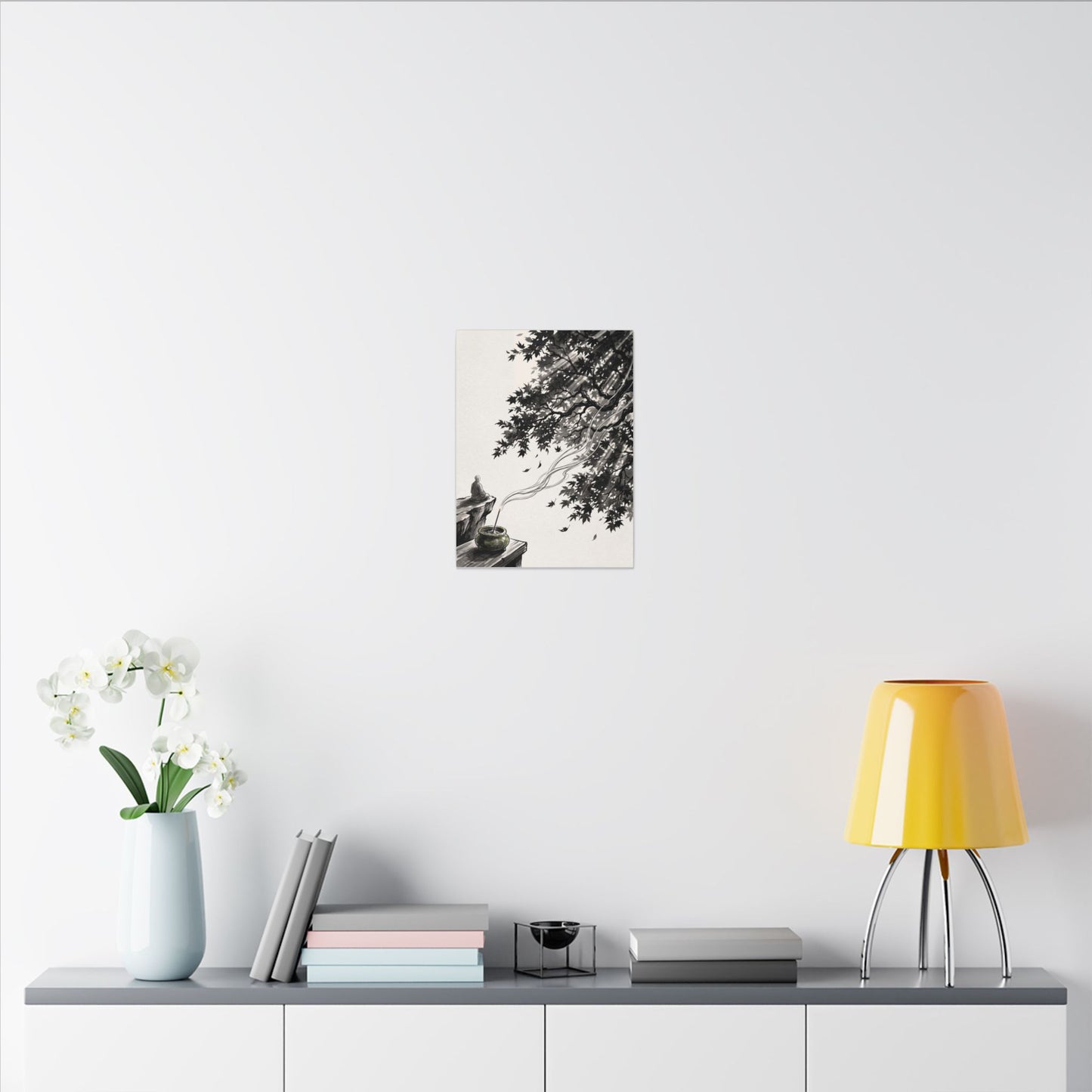 Serene Incense Smoke Canvas Art - Ukiyo E Inspired Zen
