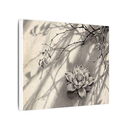 Winter Lotus Flower Sumi E Canvas Art | Contemplative Decor