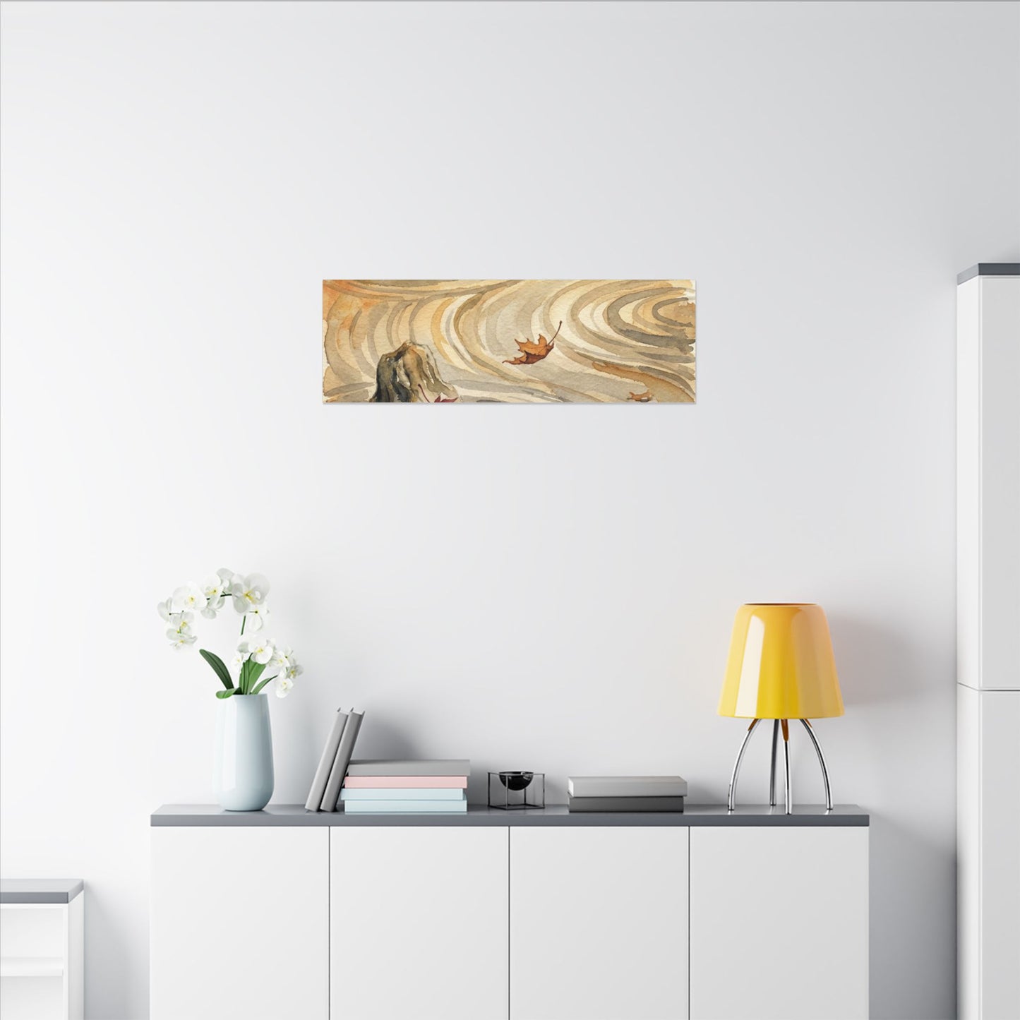 Autumn Rock Garden Watercolor Canvas Art | Neutral Decor