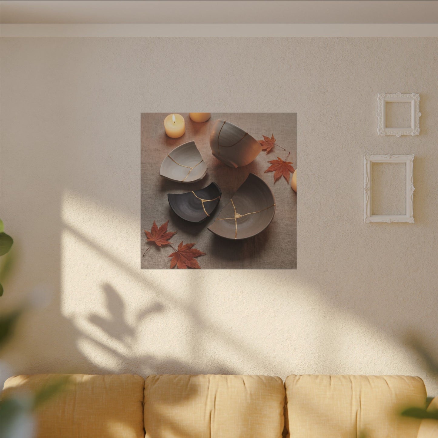 Candlelight Broken Pottery Canvas Art - Japandi Ma