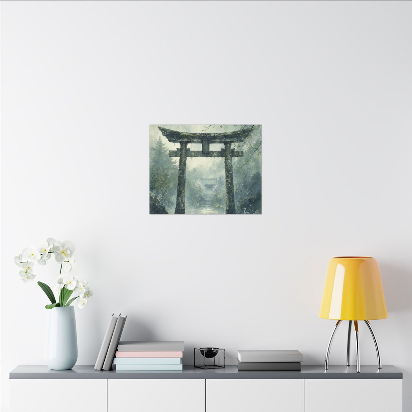 Earthy Torii Gate Canvas Art - Watercolor Japandi