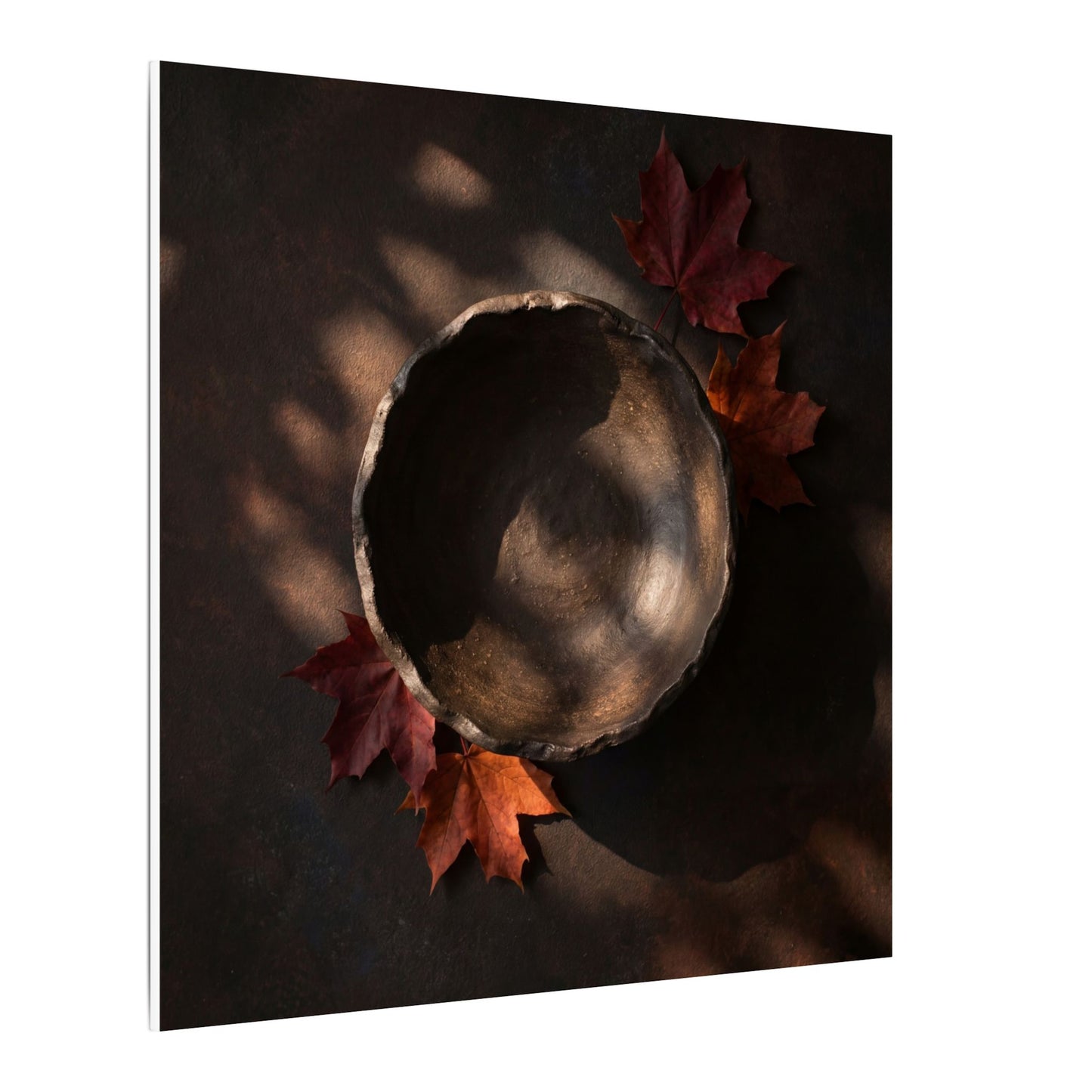 Ceramic Bowl Canvas Art | Autumn Dark Japandi Dark Texture Art