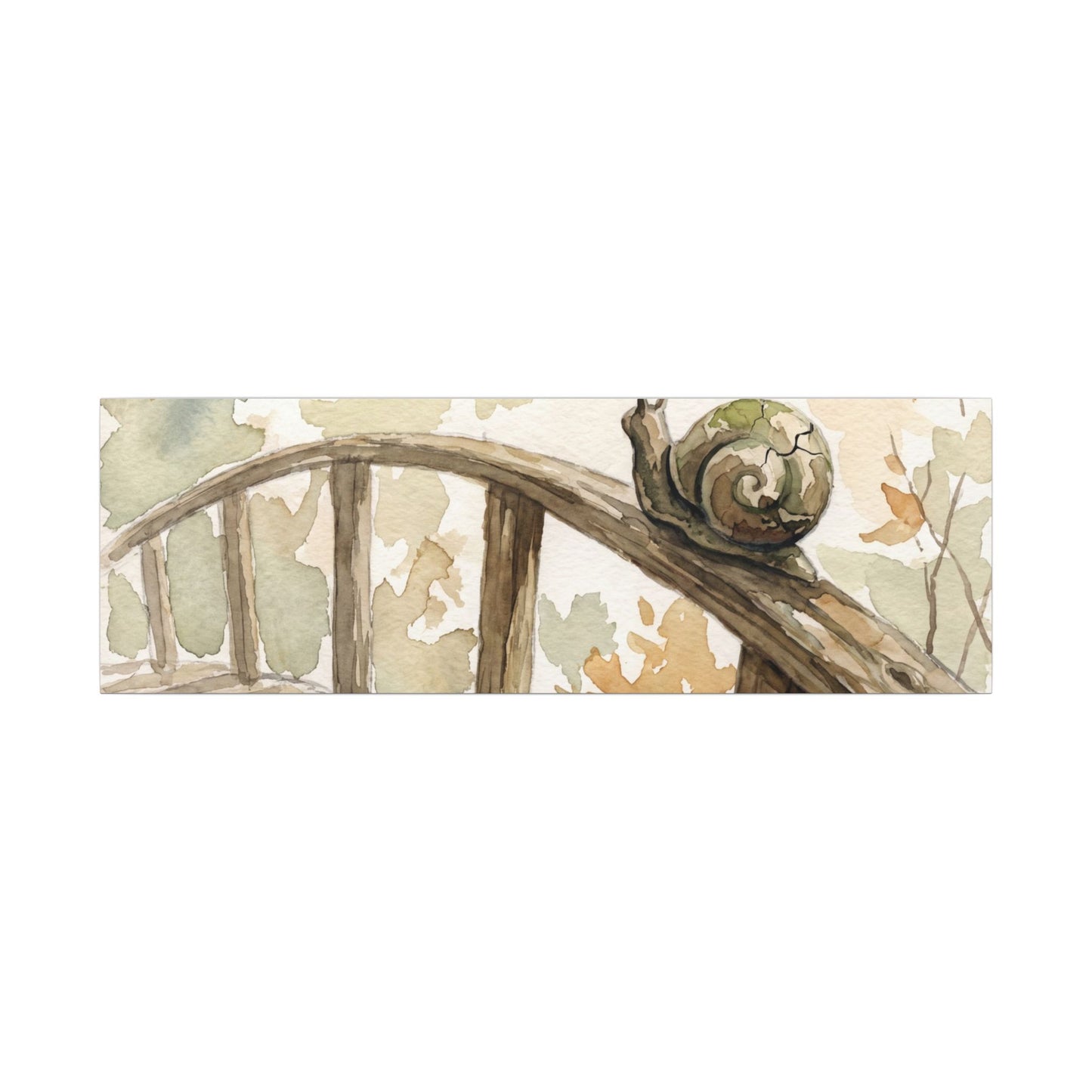 Wooden Bridge Canvas Art | Autumn Japandi Watercolor Art