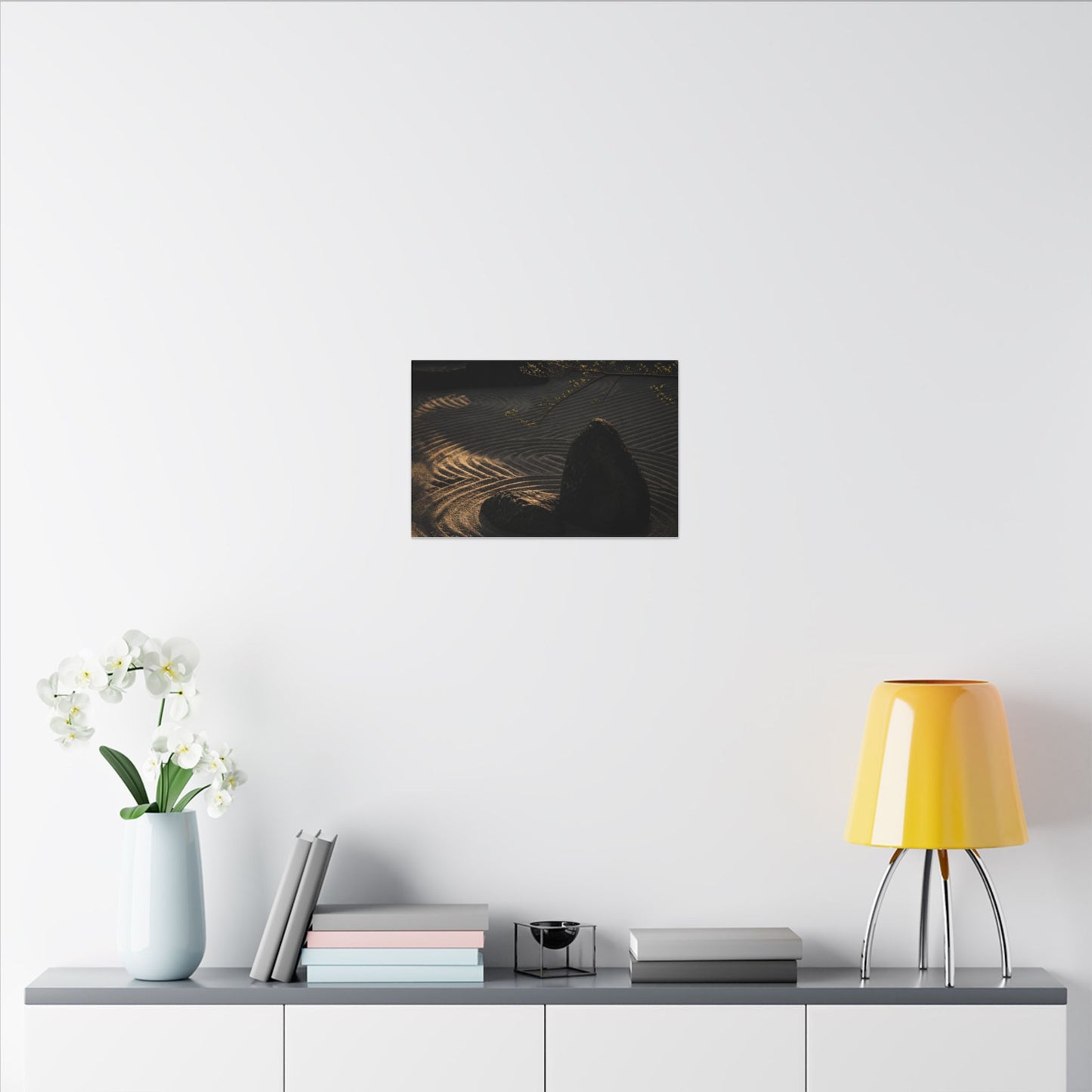 Ma Rock Garden Canvas Art - Dark Japandi Shadow Zen