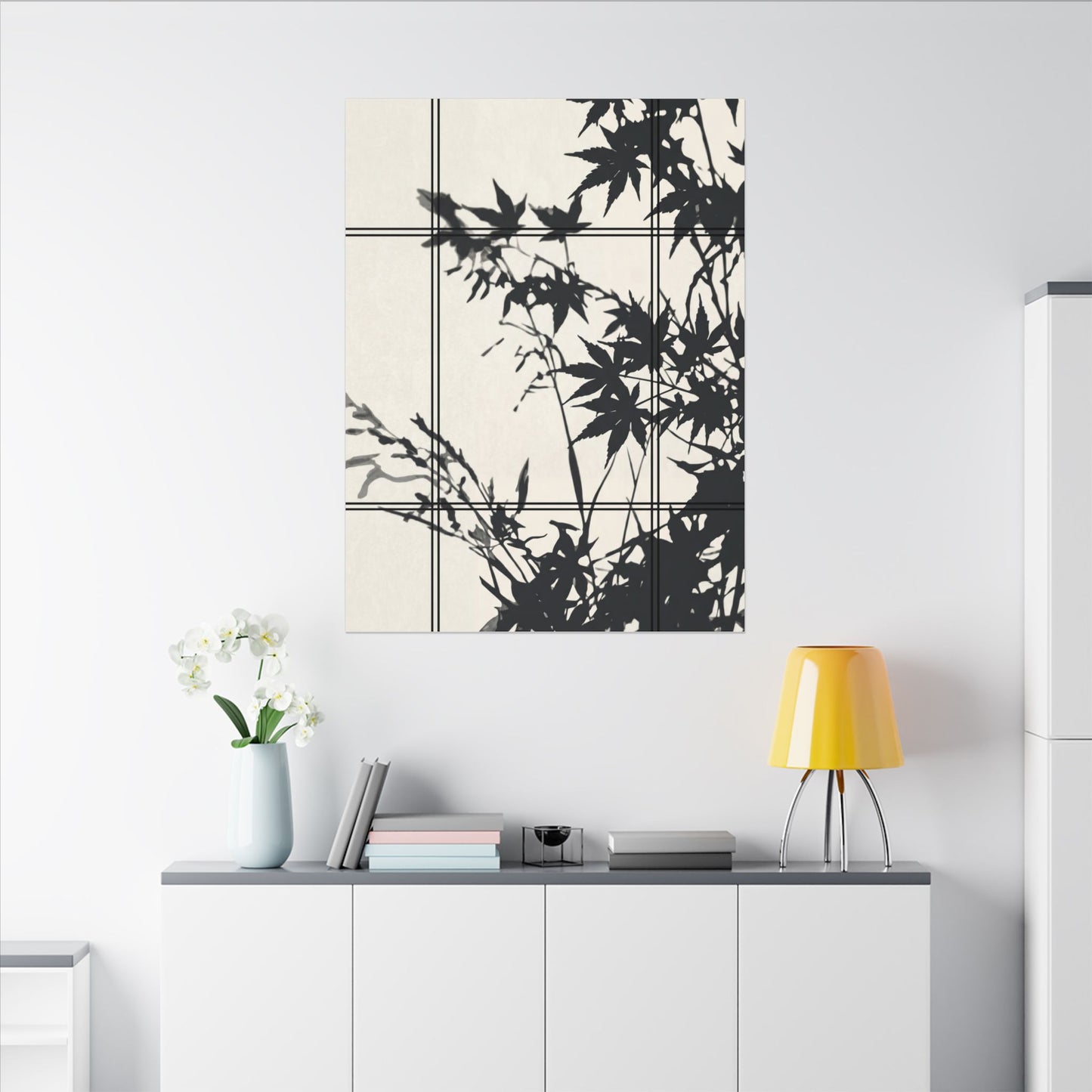 Shoji Screen Canvas Art | Summer Japandi Minimal Line Art
