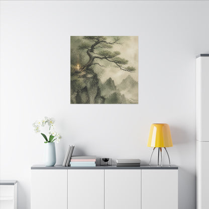 Candlelight Pine Tree Canvas Art - Japandi Kanso