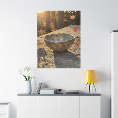 Japandi Ceramic Bowl in Golden Hour | Japanese Pattern Canvas Art