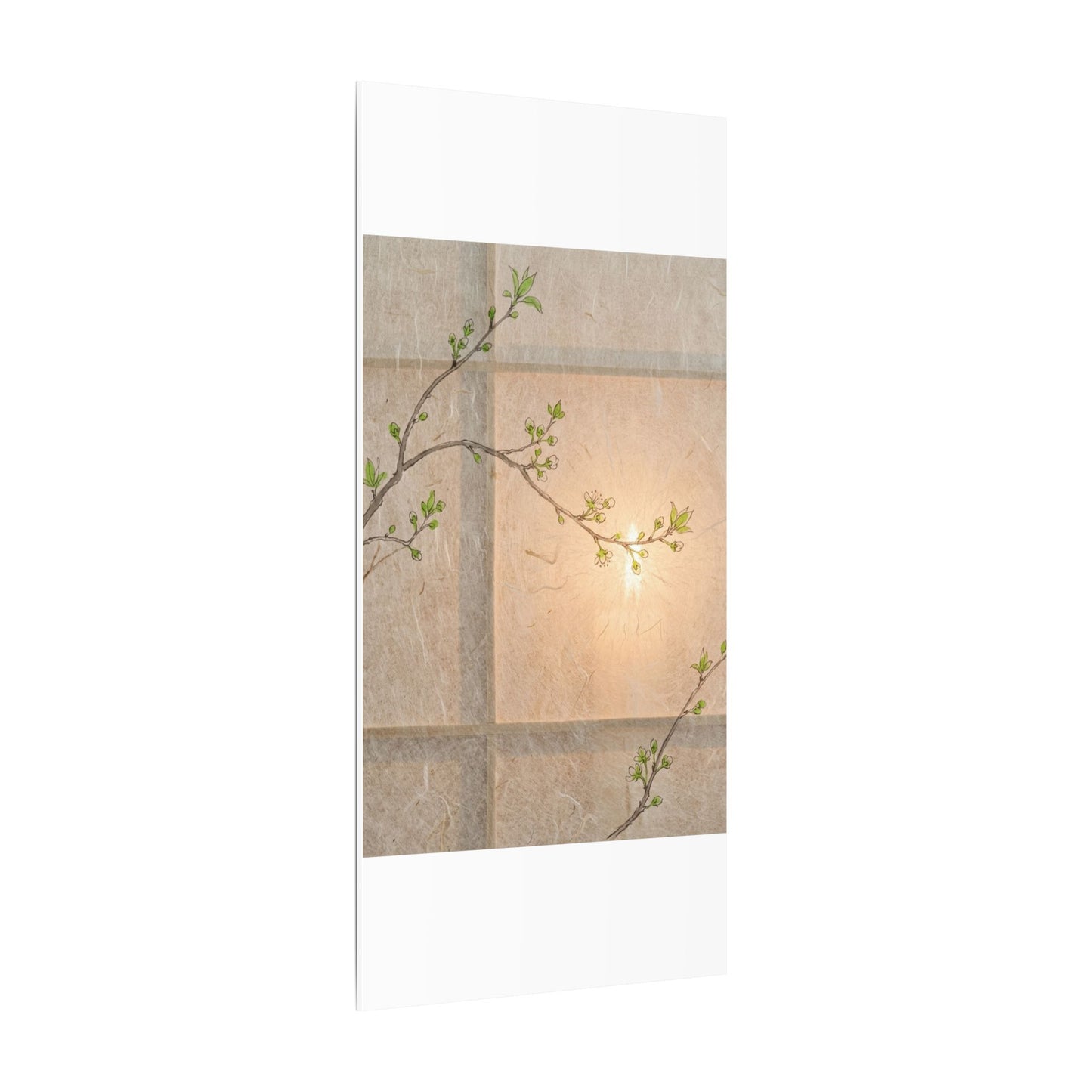 Warm Shoji Screen Canvas Art - Minimal Line Japandi
