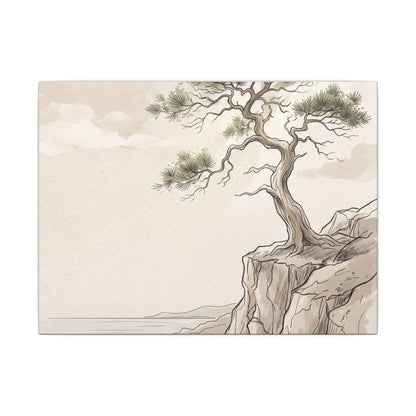 Japandi Pine Tree in Dappled | Minimal Line Canvas Art