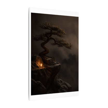 Pine Tree Shadow Zen Canvas Art | Luxurious Dark Japandi Art