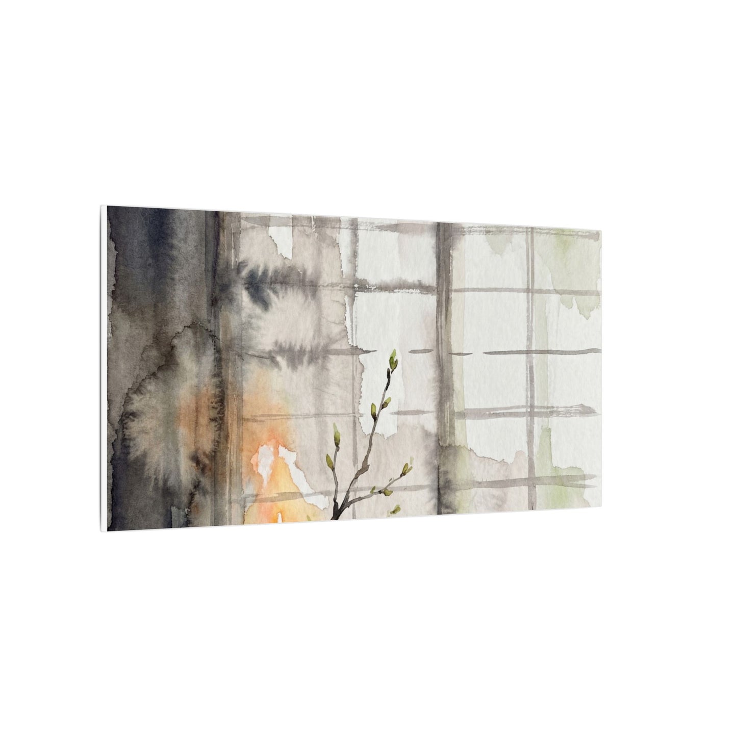 Shoji Screen Canvas Art | Spring Japandi Watercolor Art