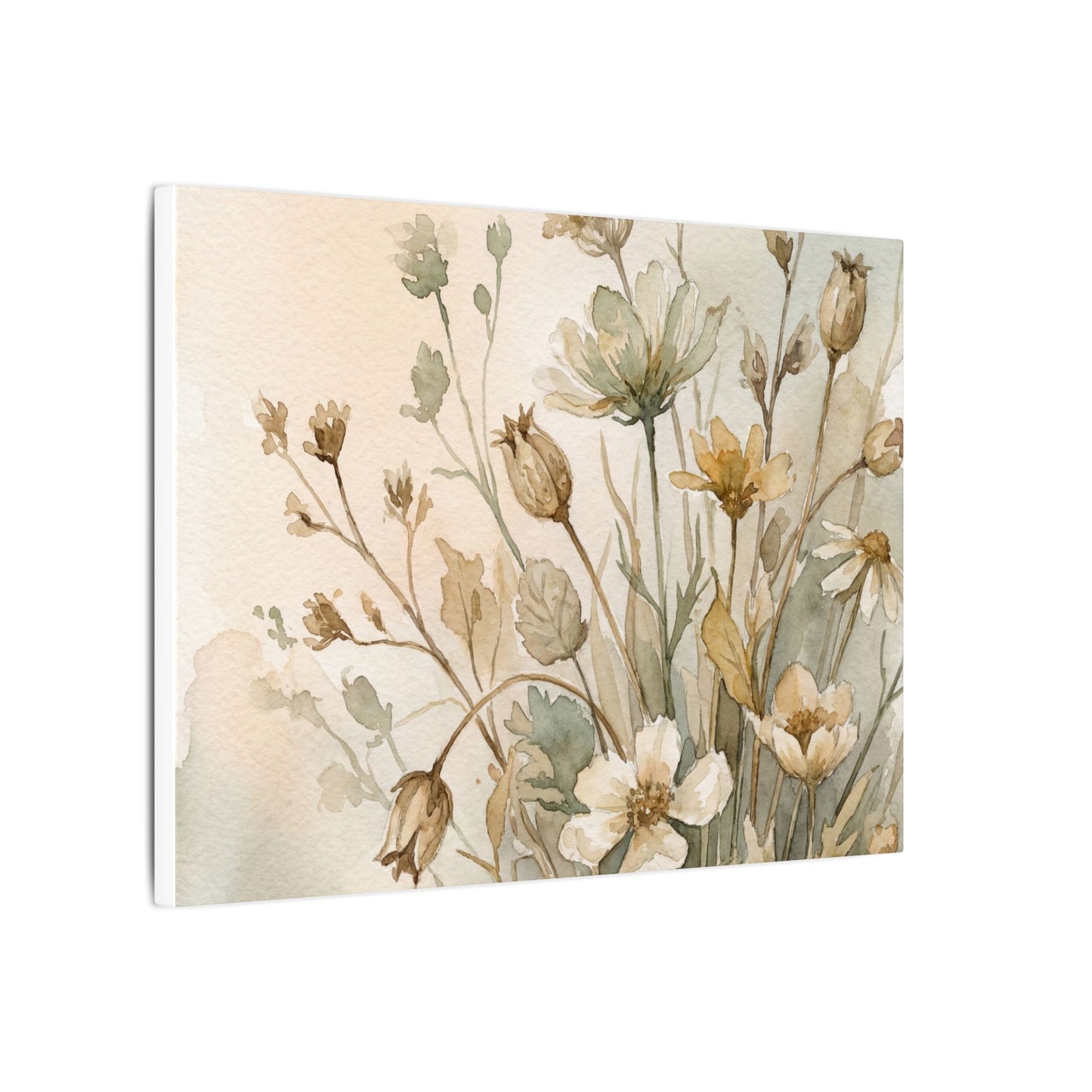 Summer Dried Flowers Watercolor Canvas Art | Elegant Decor