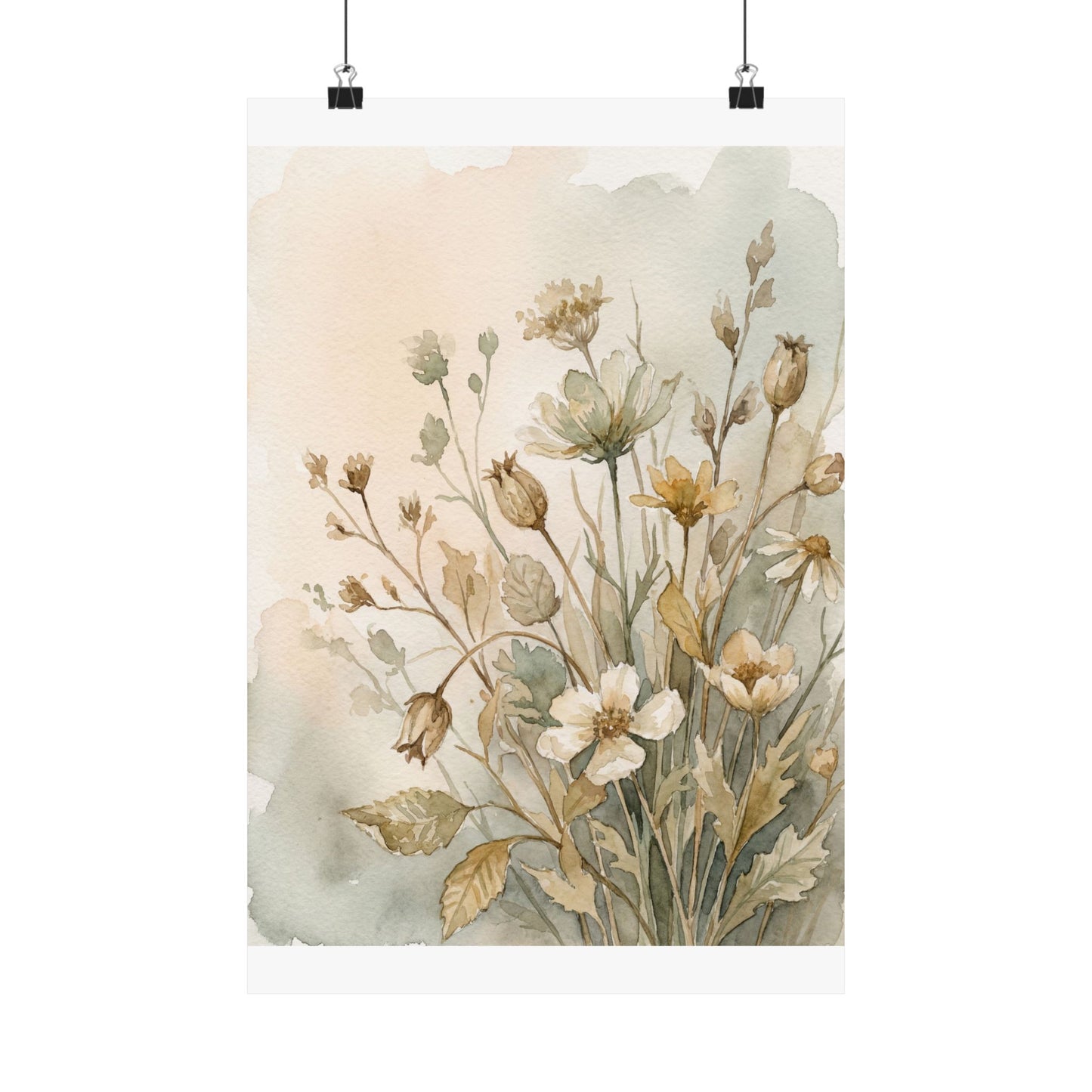 Summer Dried Flowers Watercolor Wall Art Print | Cozy Decor Art Print