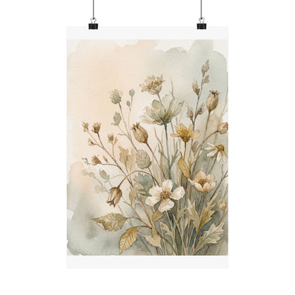 Summer Dried Flowers Watercolor Wall Art Print | Cozy Decor Art Print