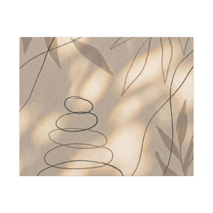 River Stones Minimal Line Canvas Art | Earthy Japandi Art