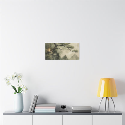 Candlelight Pine Tree Canvas Art - Japandi Kanso